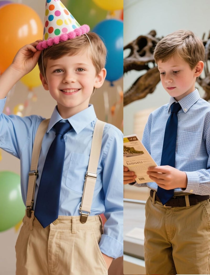Ailisus Store Boys Tie Solid Color Silk Satin Pre-tied Kids Necktie for Age 8-12 Adjustable Formal Wedding School Graduation - Image 2